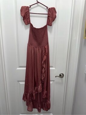 Altar’d State Ruffled Smocked Maxi Dress in Dusty Rose